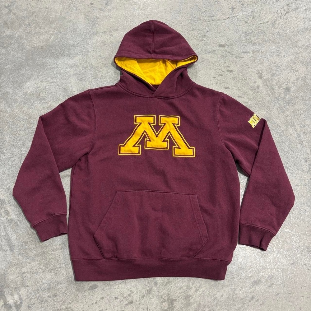 Y2K Minnesota Gophers Hoodie Youth L Maroon Yellow Colosseum Stitched